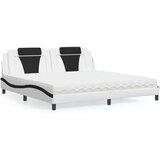  Krevet s madracem bijeli-crni 200 x 200 cm od umjetne kože | shoptok.hr