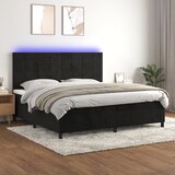 The Living Store Box spring postelja z vzmetnico LED črna 200x200 cm žamet - Box Spring Postelja, (21488414) Cene