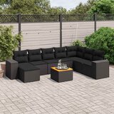  9-dijelni set vrtnih sofa s jastucima crni od poliratana Crna 83 x 62 x 69 cm | shoptok.hr