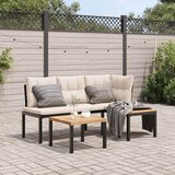  Set vrtnih klupa s jastucima 3 kom crni čelik obložen prahom | shoptok.hr