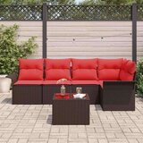  Vrtna sedežna garnitura z blazino 6 pcs Rjava Poly ratan, (5000021240) | Shoptok.si