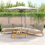  Set sofe s jastukom 5 pcs Sivo-smeđa Čvrsto drvo akacije | shoptok.hr
