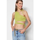 Trendyol Oil Green Crop Knitted Window/Cut Out Detailed Blouse | Shoptok.si