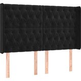  Vzglavje z ušesi črno 163x16x118/128 cm žamet, (20793784) | Shoptok.si
