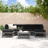 Maison Chic Seti vrtnega pohištva - Vrtna garnitura - Vrtni pohištvo set 7-delna z blazinami siva trdna borovina, (21801869) | Shoptok.si