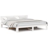  Krevet s uzglavljem bijeli 200x200 cm masivna borovina | shoptok.hr