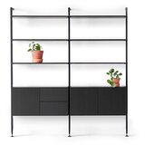 Hammel Furniture Črn regal v hrastovem dekorju 98x210 cm Edge by Hammel – Cene