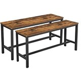 Songmics namizne klopi, komplet 2 notranjih klopi v industrijskem slogu, 108 x 32,5 x 50 cm, vzdržljiv kovinski okvir, za kuhinjo, jedilnico, dnevno sobo, rustikalno rjava KTB33X, (21387965) Cene