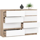 AKORD Komoda, 8 Predalov, Hrast Sonoma/Bela, (5000332159) | Shoptok.si