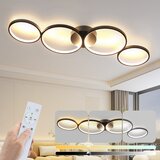 Nettlife Zatemnljiva LED stropna svetilka 100 cm 4 obroči Moderna 56 W Črna stropna razsvetljava z daljinskim upravljalnikom, (22111327) | Shoptok.si