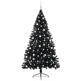vidaXL Umjetna preddekorirana božićna jelka Črna 210 cm PVC | Shoptok.si