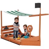 Outsunny Velik peskovnik s pokrovom v ladijskem dizajnu, lesena škatla za blato, (5000242220) | Shoptok.si