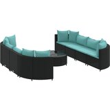 vidaXL Vrtna garnitura - 9-dijelni set vrtnih sofa s jastucima crni od poliratana - Crna i plava 8 | shoptok.hr