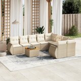  9-dijelni set vrtnih sofa s jastucima bež od poliratana 70 x 62 x 69 cm | shoptok.hr