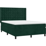  box spring s madracem LED tamnozeleni 140x200 cm baršun | shoptok.hr