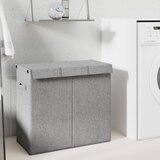 vidaXL Zložljiva košara za perilo siva 64,5x34,5x59 cm lanena tkanina Cene