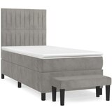 Box spring postelja z vzmetnico svetlo siva 80x200 cm žamet, (20790270) | Shoptok.si