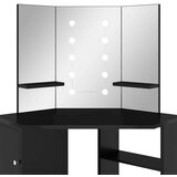 vidaXL Kutni toaletni stolić s LED svjetlom crni 111 x 54 x 141,5 cm | shoptok.hr