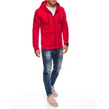 Edoti BASIC unbuttoned men's hooded sweatshirt - red Cene
