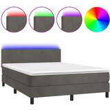 The Living Store Box spring postelja z vzmetnico LED temno siva 140x200 cm žamet - Box Spring Postelja, (21491484) | Shoptok.si