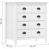  Komoda Hill bijela 79 x 40 x 80 cm od masivne borovine | shoptok.hr