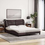  Postelja z vzmetnico temno rjava 160x200 cm blago | Shoptok.si