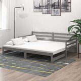  Dnevni ležaj na izvlačenje 2 x (90 x 200) cm sivi od borovine Siva | Shoptok.si