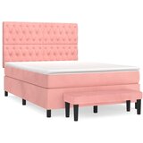  Boxspring - Krevet s oprugama i madracem ružičasti 140x190 cm baršunasti - Ružičasta 140 x 190 cm Dizajn s gumbima | shoptok.hr
