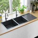  Ručno rađeni kuhinjski sudoper od nehrđajućeg čelika crni
