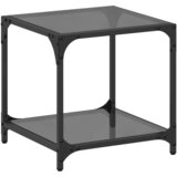 Furnova Klubska mizica s črno stekleno površino 40x40x40 cm jeklo, (21914730) | Shoptok.si