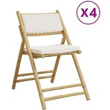 vidaXL Zložljiv bistro stol 4 kosi s kremno belimi blazinami bambus | Shoptok.si
