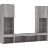  5-dijelni zidni TV elementi s LED svjetlima boja sivog hrasta | shoptok.hr