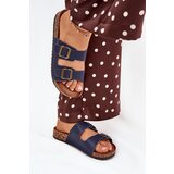 EVENTO Women's cork platform sandals with buckles navy Vesina Cene