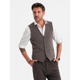 Ombre Men's elegant SLIM FIT herringbone vest - graphite | Shoptok.si