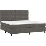  Box spring postelja z vzmetnico LED temno siva 200x200 cm žamet, (20761113) | Shoptok.si