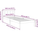 vidaXL Daljši posteljni okvir brez vzmetnice bel 100x210 cm borovina | Shoptok.si