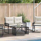 Vanjski stol Crna 80 x 40 x 40 cm PE Rattan i Staklo Cijene