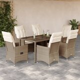  7-dijelni vrtni blagovaonski set od poliratana s jastucima bež 150 x 90 x 75 cm | shoptok.hr