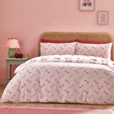 Catherine Lansfield Bela/rožnata posteljnina za zakonsko posteljo 200x200 cm Cherries and Bows – | Shoptok.si