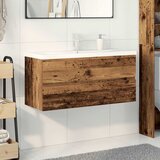  Ormarić za sudoper ugradbenim umivaonikom i slavinom Staro drvo Smeđa 100 x 38.5 x 45 cm | shoptok.hr