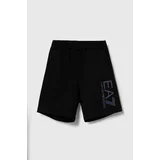 Ea7 Emporio Armani Otroške bombažne kratke hlače črna barva