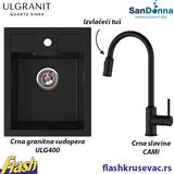 Granitna sudopera Ulgranit ULG400 (CRNA) + slavina izvlačeći tuš SanDonna - SET | Eponuda.com