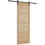  Klizna vrata Prirodna i crna 83 x 232 cm Masivna borovina | shoptok.hr