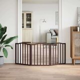 vidaXL Vrata za pse zložljiva 3 paneli rjava 150 cm topolovina | Shoptok.si