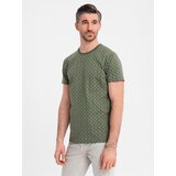 Ombre Men's full print knit shirt - olive | Shoptok.si