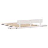 vidaXL Postelji okvir z mizicami ob postelji Bela 150x200cm iz trdega lesa | Shoptok.si