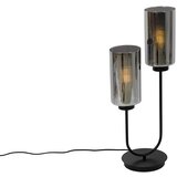 QAZQA Smart tafellamp zwart met smoke glas 2-lichts incl. 2 Wifi ST64 - Laura | Shoptok.si