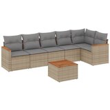 vidaXL Vrtna sedežna garnitura 7-delna z blazinami bež poli ratan, (21059494) | Shoptok.si