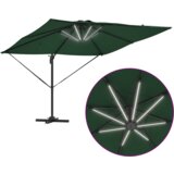  Cantilever Roma Parasol s LED diodama - Zelena 286 x 285 x 270 cm Aluminij | shoptok.hr