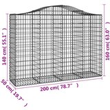  Obokane gabion košare 14kosi 200x50x140/160 cm pocinkano železo, (21000261) | Shoptok.si